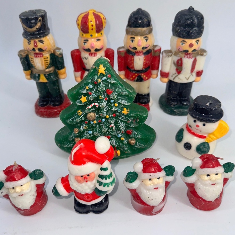 Vintage Christmas Candles‎ Nutcrackers Santa Snowman Tree Holiday Decor